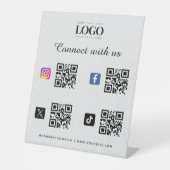 Signe De Table Code QR Logo Réseaux Sociaux Twitter Facebook Gris (Recto)