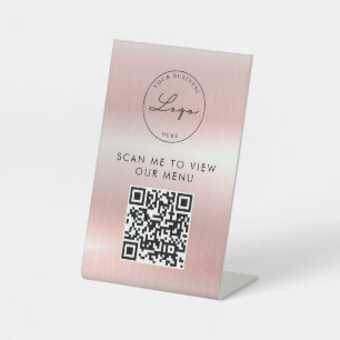 Signe De Table Code QR Logo Rose Gold du menu Analyse sans cont