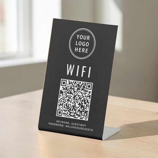 Signe De Table Code QR Logo Wifi Noir Scannez Pour Vous Connecter