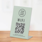 Signe De Table Code QR Logo Wifi Vert Sage