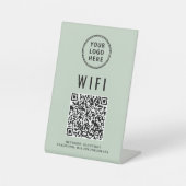 Signe De Table Code QR Logo Wifi Vert Sage (Recto)