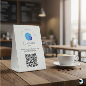 Signe De Table Code QR Menu Blanc Logo Moderne Élégant Restaurant