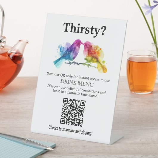 Signe De Table Code 🌈 QR Menu Boire Rainbow Lovebirds Collection (In SItu)
