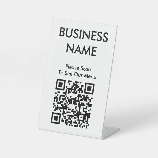 Signe De Table Code QR Menu Grand Format Café Blanc (Recto)