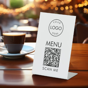 Signe De Table Code QR Menu Noir et Blanc Café Simple Scannez Moi