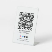 Signe De Table Code QR Menu Noir Logo Paiement Sans Contact Café (Recto)