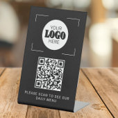 Signe De Table Code QR menu numérique logo personnalisé noir dess