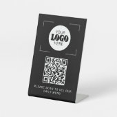Signe De Table Code QR menu numérique logo personnalisé noir dess (Recto)