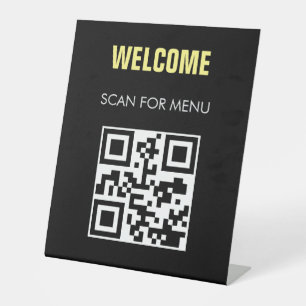 Signe De Table Code QR - Menu numérisable sans contact noir blanc