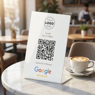 Signe De Table Code QR minimaliste pour avis Google avec logo d'e