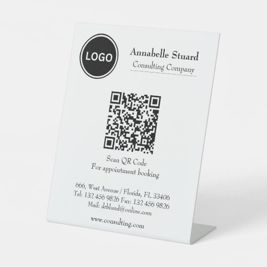 Signe De Table Code QR moderne Carnet de rendez-vous Professionne (Recto)