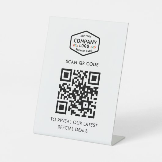 Signe De Table Code QR moderne et logo d'entreprise numérique (Recto)