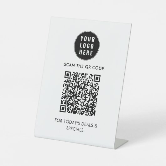 Signe De Table Code QR moderne et logo professionnel personnalisé (Recto)
