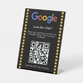 Signe De Table Code QR Moderne Noir pour Avis Google 5 Étoiles (Recto)