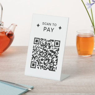 Signe De Table Code QR moderne pour les restaurants Scan to Pay S