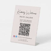 Signe De Table Code QR Monogramme de signature d'affaires Rose (Recto)