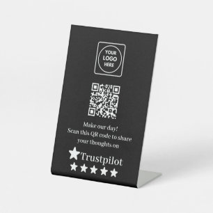 Signe De Table Code QR noir Affichage des avis Trustpilot pour