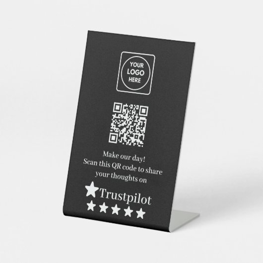 Signe De Table Code QR noir | Affichage des avis Trustpilot pour (Recto)