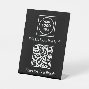 Signe De Table Code QR noir Affichage des commentaires des clie