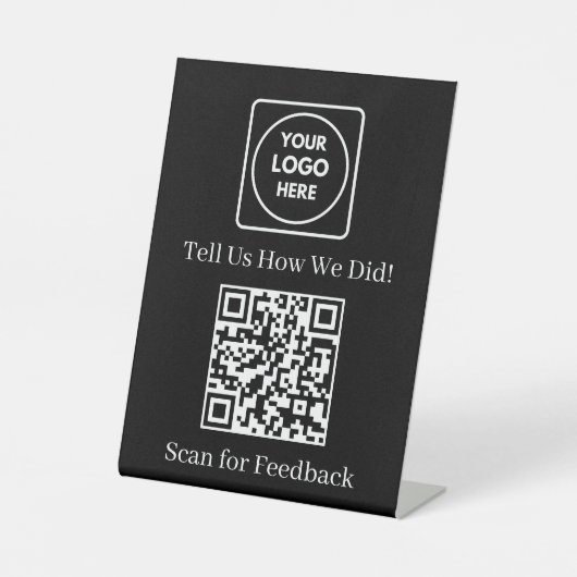 Signe De Table Code QR noir | Affichage des commentaires des clie (Recto)