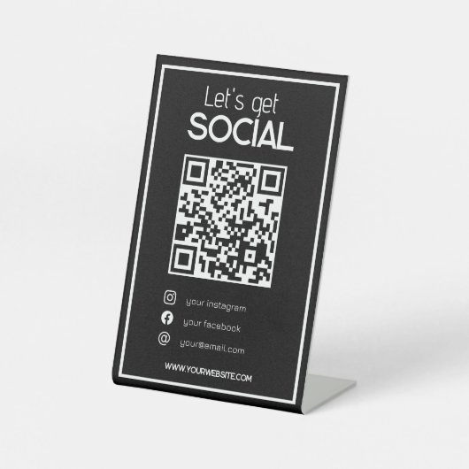 Signe De Table Code QR noir minimum simple scanner moi médias soc (Recto)