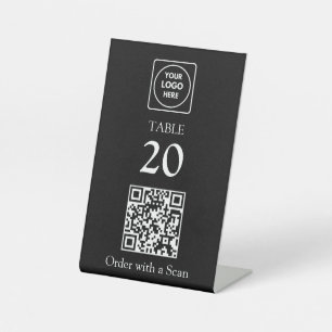 Signe De Table Code QR noir Numéro de table de restaurant Scan