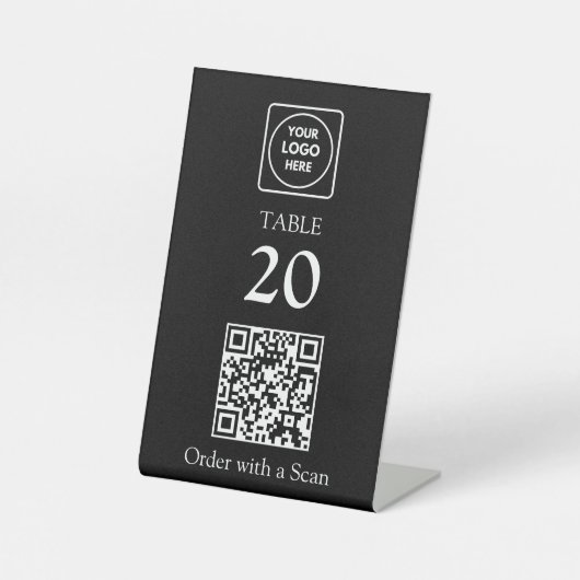 Signe De Table Code QR noir | Numéro de table de restaurant Scan (Recto)