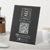 Signe De Table Code QR noir | Paiement professionnel Zelle & PayP (In SItu)