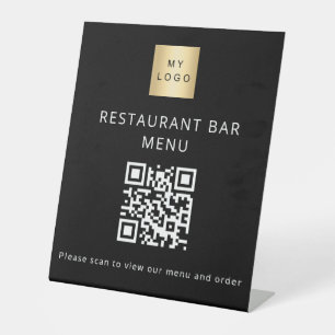 Signe De Table Code QR noir restaurant café bar menu scan