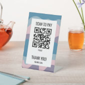 Signe De Table CODE QR PAIEMENT À BALAYER Vagues Rayures Bleu Vio (In SItu)