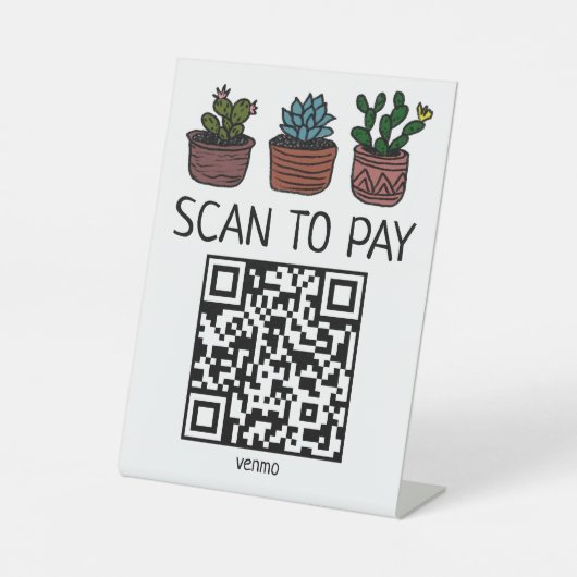 Signe De Table CODE QR PAIEMENT SCAN Cactus Mignons (Recto)