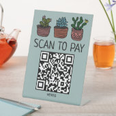 Signe De Table CODE QR PAIEMENT SCAN Cactus Mignons (In SItu)