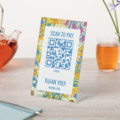 Signe De Table CODE QR PAIEMENT SCANNEZ Fleurs Aquarelle (In SItu)