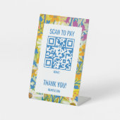 Signe De Table CODE QR PAIEMENT SCANNEZ Fleurs Aquarelle (Recto)