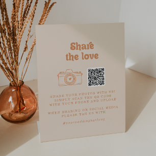 Signe De Table Code QR Partagez l'Amour Terracotta Simple Formel