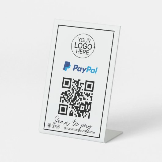 Signe De Table Code QR PayPal - Logo de paiement Script de logos (Recto)
