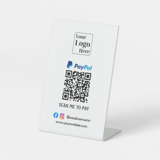Signe De Table Code QR Paypal Signal Pedestal pour votre entrepri (Recto)