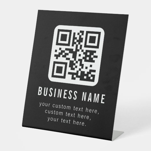 Signe De Table Code QR personnalisable & Conception de texte modi (Recto)