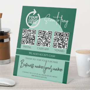 Signe De Table Code QR personnalisé avec logo pour paiement par s