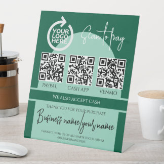 Signe De Table Code QR personnalisé avec logo pour paiement par s