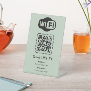 Signe De Table Code QR personnalisé de mot de passe et de réseau