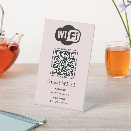 Signe De Table Code QR personnalisé de mot de passe et de réseau (In SItu)