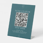 Signe De Table Code QR personnalisé Everly Peacock Sarcelle Rétro (Recto)