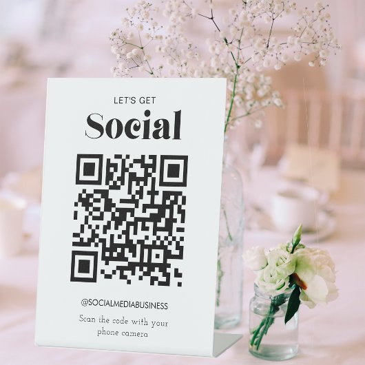 Signe De Table Code QR Personnalisé Let's Get Social Médias Socia