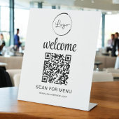 Signe De Table Code QR personnalisé Menu Texte Entreprise moderne