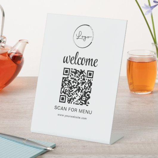 Signe De Table Code QR personnalisé Menu Texte Entreprise moderne (In SItu)