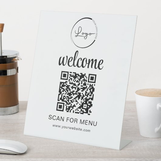Signe De Table Code QR personnalisé Menu Texte Entreprise moderne (In SItu)