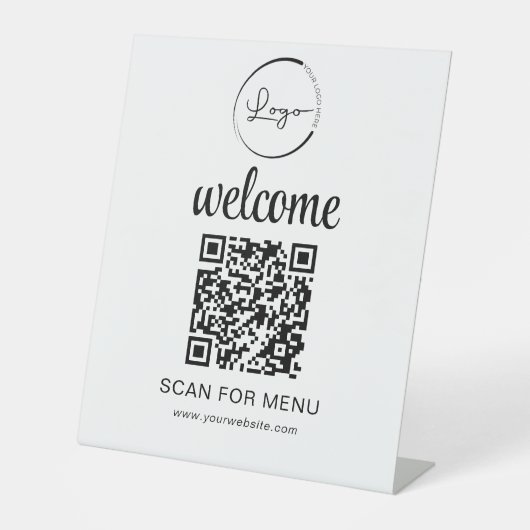 Signe De Table Code QR personnalisé Menu Texte Entreprise moderne (Recto)