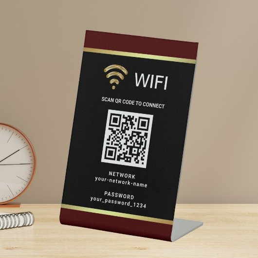 Signe De Table Code QR personnalisé moderne pour mot de passe de 