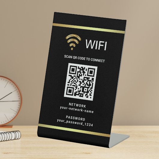 Signe De Table Code QR personnalisé moderne pour mot de passe de